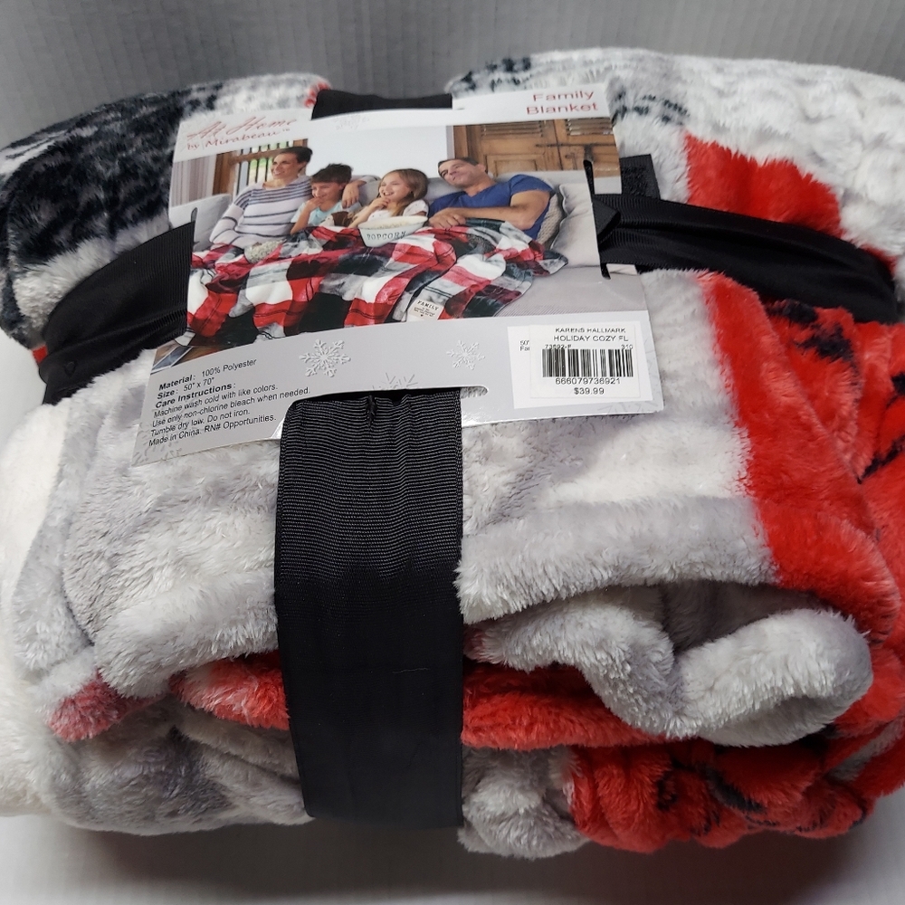 Plaid Family Blanket With Deer